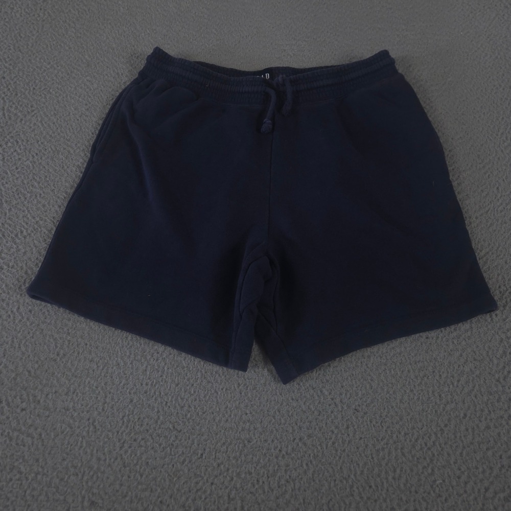 Gap Shorts Mens Medium Navy Blue French Terry Pockets Drawcord Ties Knit Solid